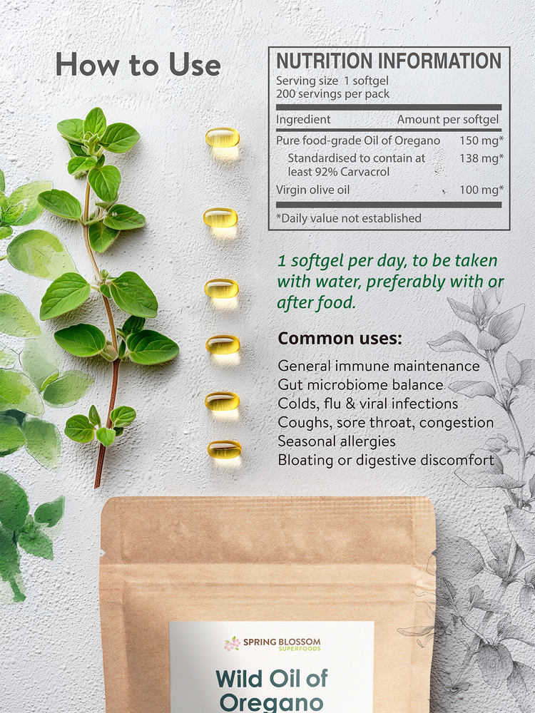 Wild Oil of Oregano Softgel Capsules (92% Carvacrol) x 200