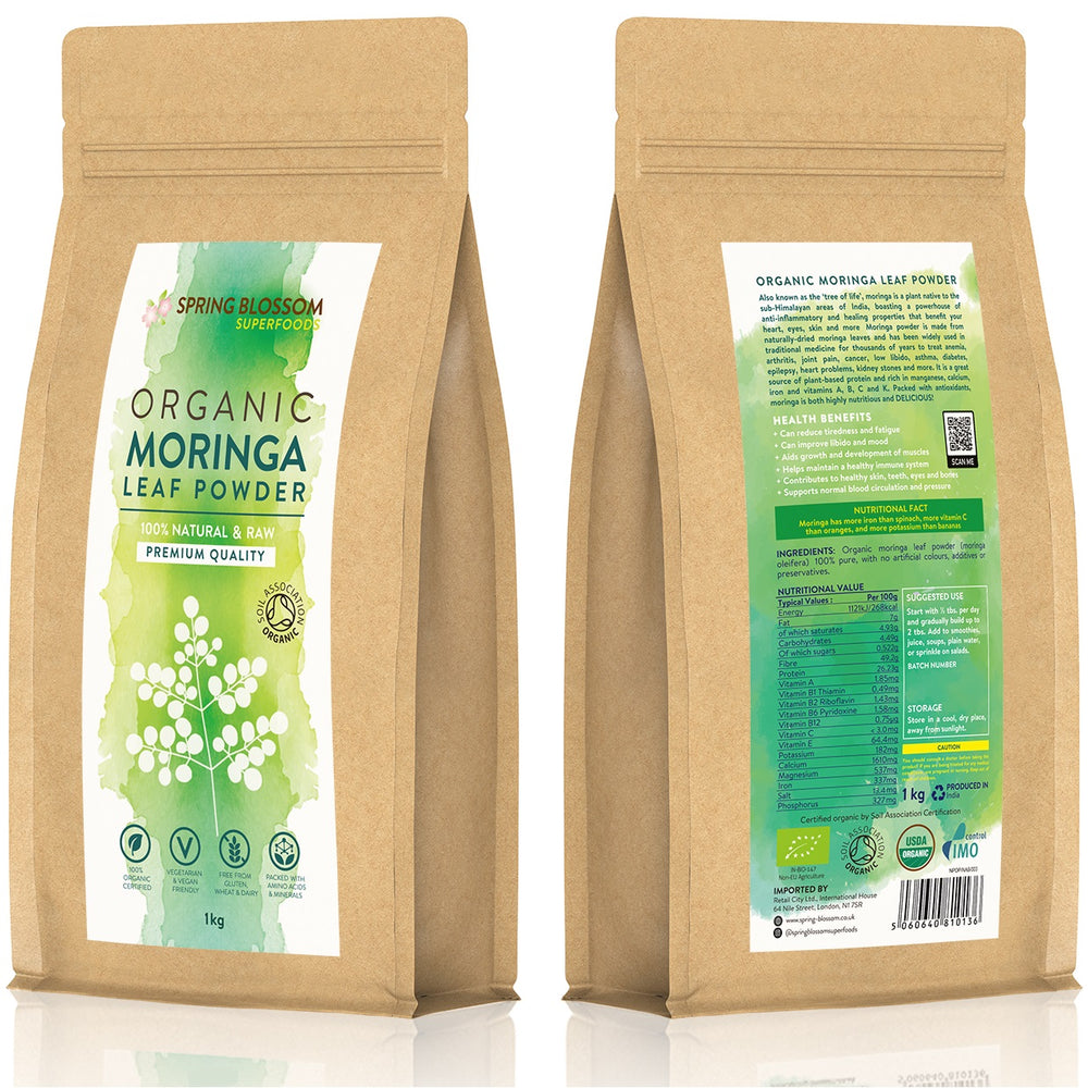 500g/1KG Organic Moringa Superleaf Powder - Spring Blossom Superfoods
