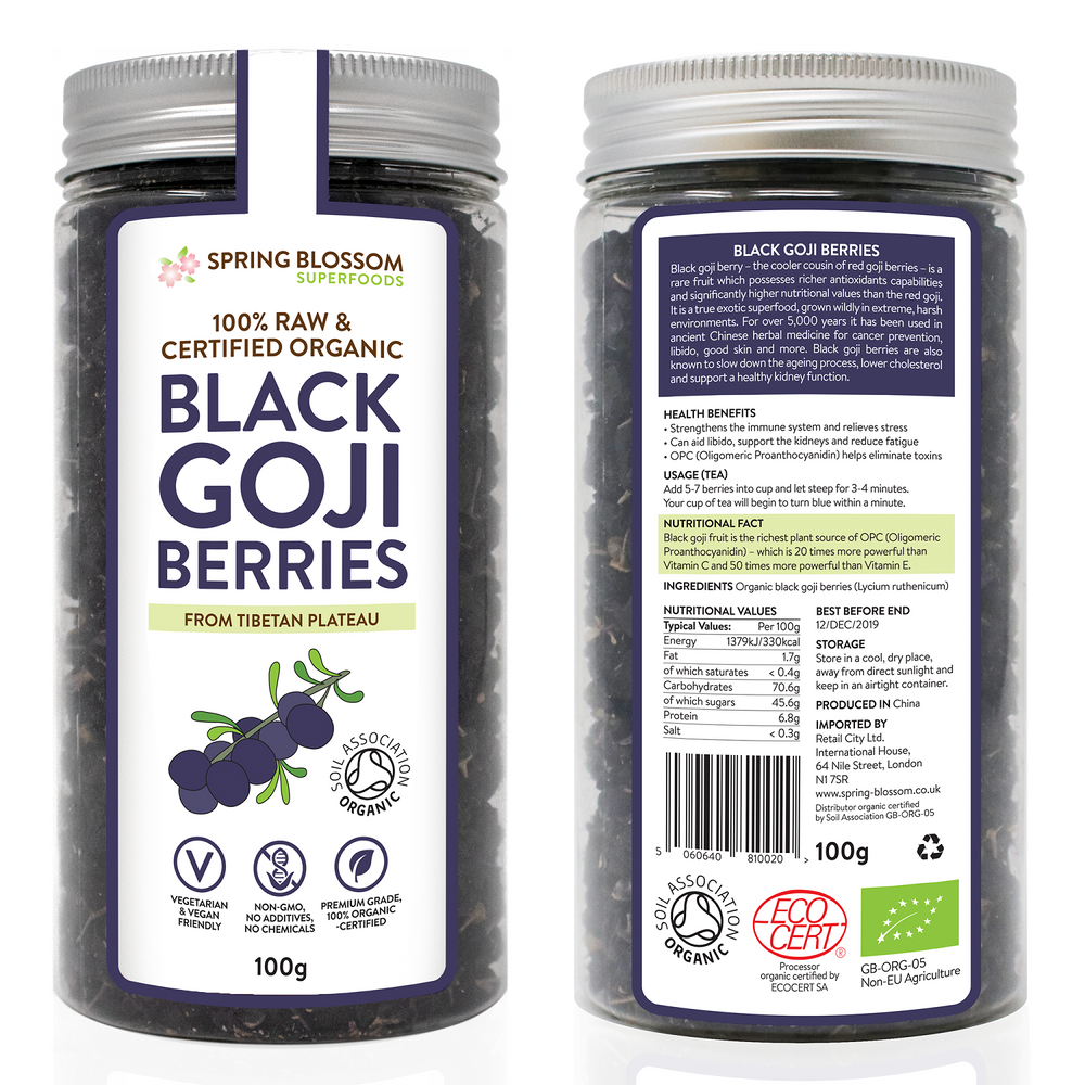 100g Organic Black Goji Berries - Spring Blossom Superfoods