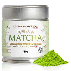 40g Organic Matcha Tea - Japanese Ceremonial Grade - Tin - Spring Blossom Superfoods