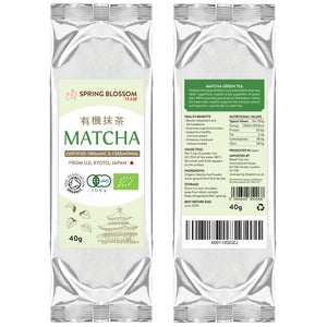 40g Organic Matcha Tea - Japanese Ceremonial Grade - Refill - Spring Blossom Superfoods